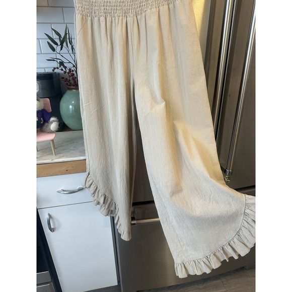 Gouchos Emery Rose SzS 100%cotton Tan Wide Leg Zand Waist Band 3.5 I 23 L32 NICE - Picture 3 of 11